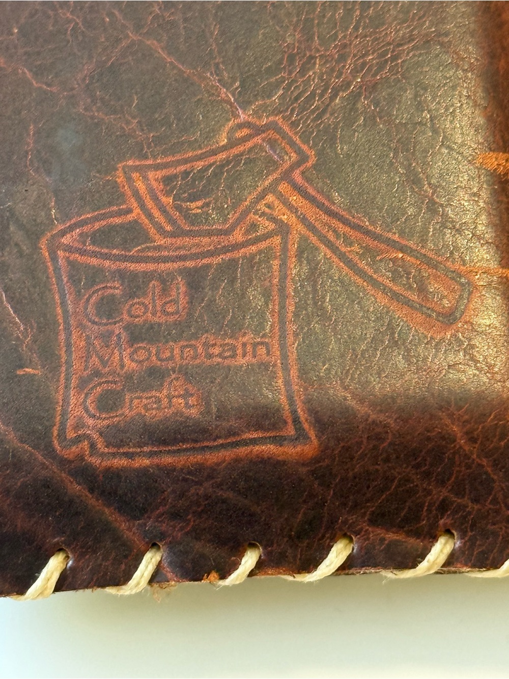 Cold Mountain Craft handmade, leather pouch rustic, whipstitched  w/ heart. - Picture 4 of 8